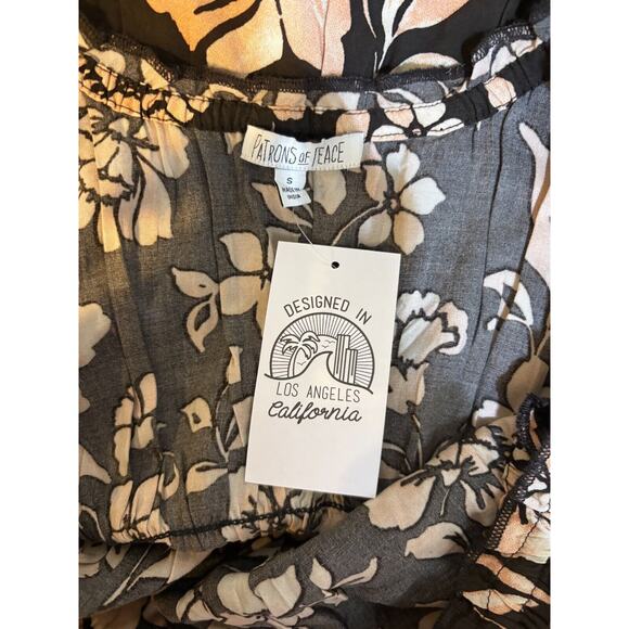 Patrons of Peace Size Small/Maxi Dress/Black - Pink floral/BOHO/beach/vacation - Picture 4 of 4
